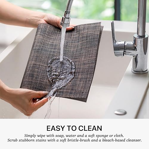 Miniatura 4 de LEXMORE Juego de 4 manteles individuales tejidos de viniloplástico para mesa de cocina, interiorexterior, lavable, manteles individuales lavables