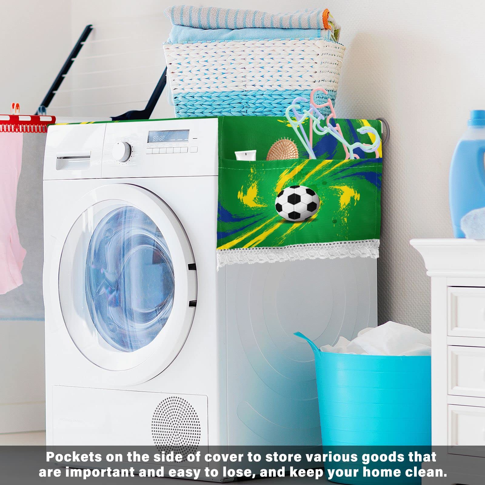 Waschmaschinen-Abdeckung Aus Polyester – 130x55 Cm, Wasserdicht, Mit 4 Taschen, Staubdicht