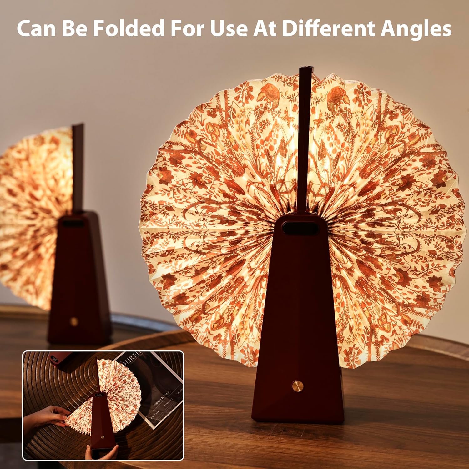 Foldable Mood Lamp with Touch Control - 3 Color Changing Portable Atmosphere Light, 2500mAh Rechargeable Battery, 6-8 Hours Lasting, Home Decor Gift for Bedroom, Camping, Party