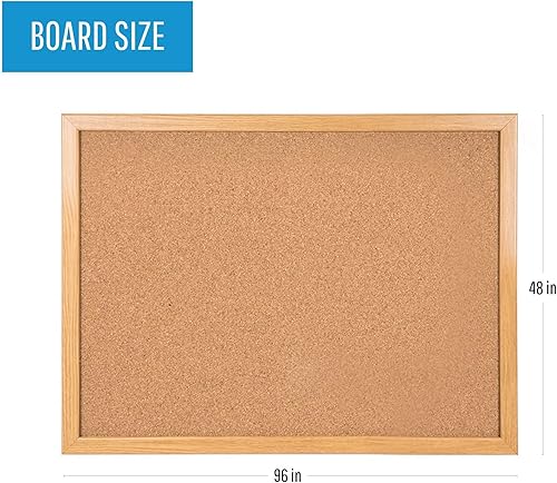 Miniatura 2 de MasterVision Maya Series Tablero de anuncios de corcho autorreparable, tablero de corcho con pasador de empuje para montaje en pared, 48 x 96