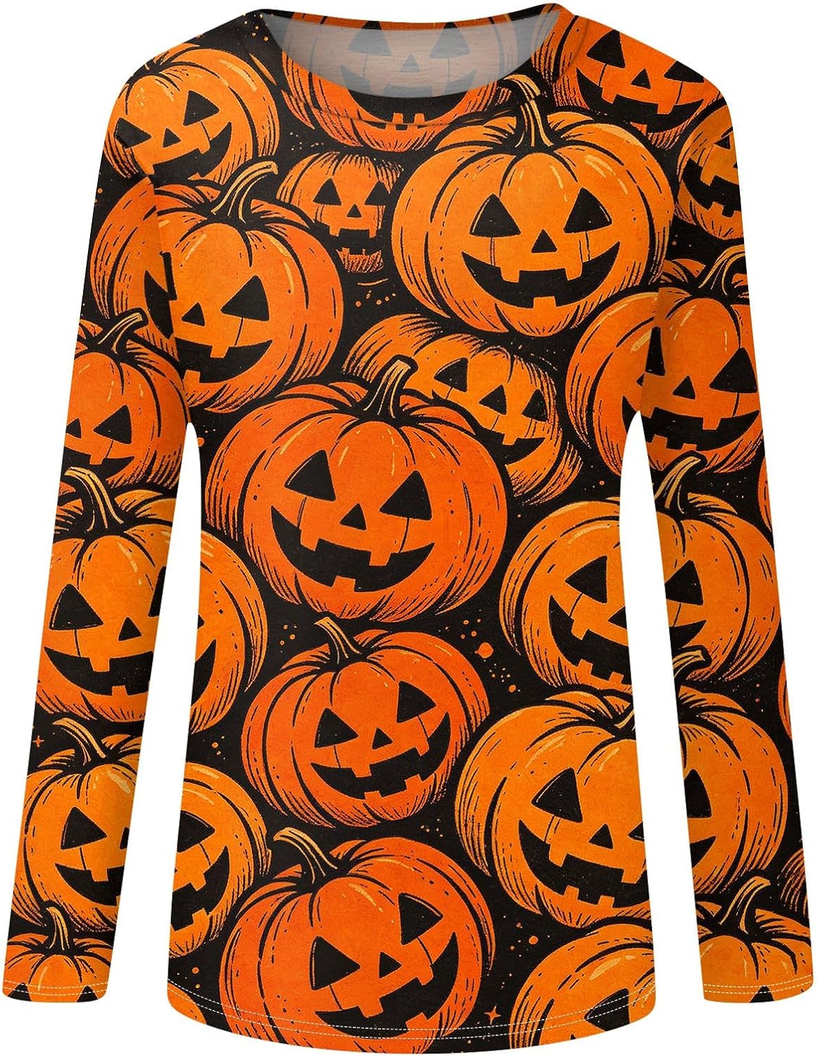 Women Crewneck Long Sleeve Halloween Fall Pumpkin Graphic Shirt | Dressy Summer Tops, Workout Shirts Women, Womens Dress Shirts And Blouses for Work, Halloween Custom For