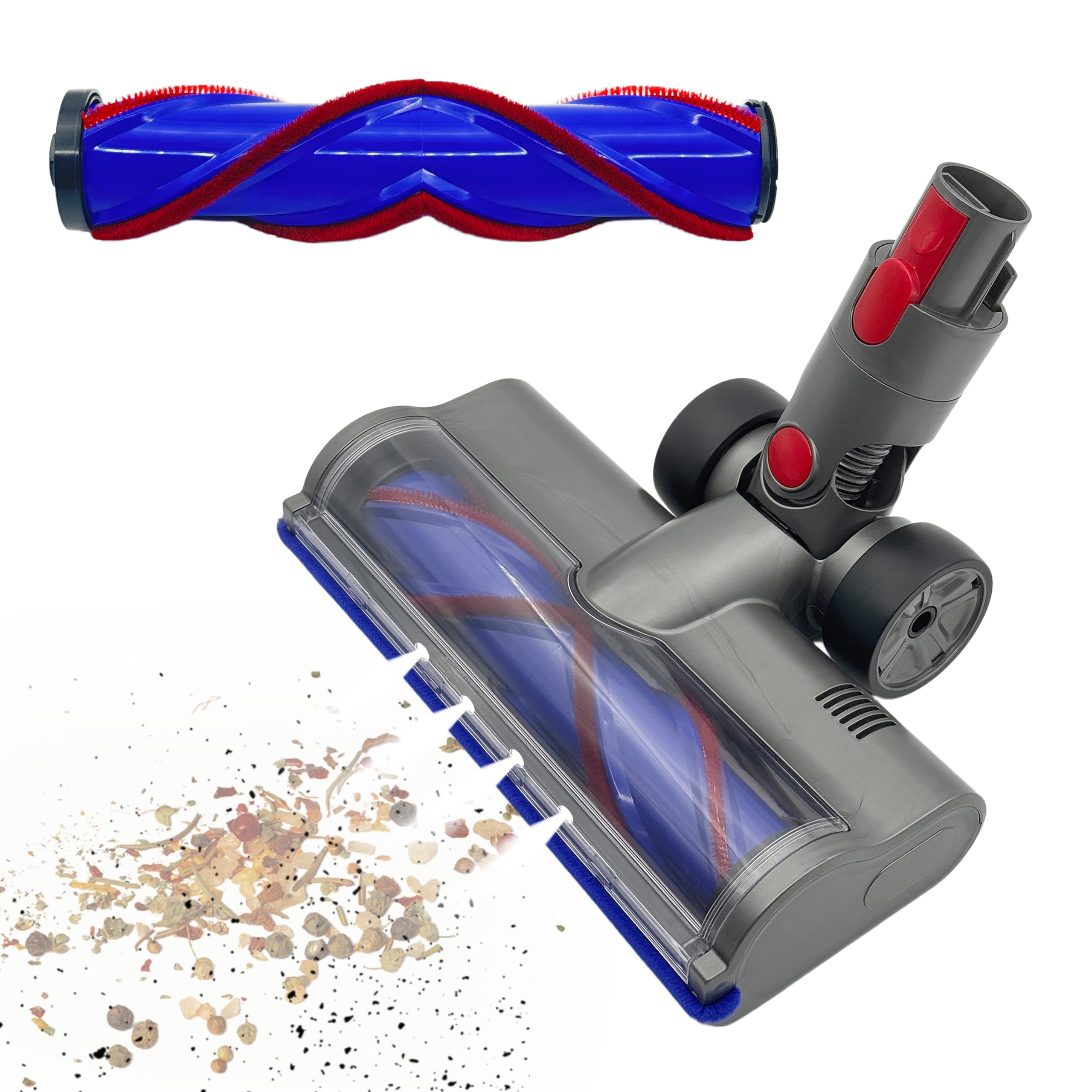 Photo 1 of 4-LED Light V8 V11 Vacuum Cleaner Heads Replacement Parts for Dyson V7 V8 V10 V11 V15 Cordless Vacuum,Motorhead Attachments Anti-Scratch V-Shaped Brush Rollers for Thin Carpets,Rugs,Hard Floor?1+1?