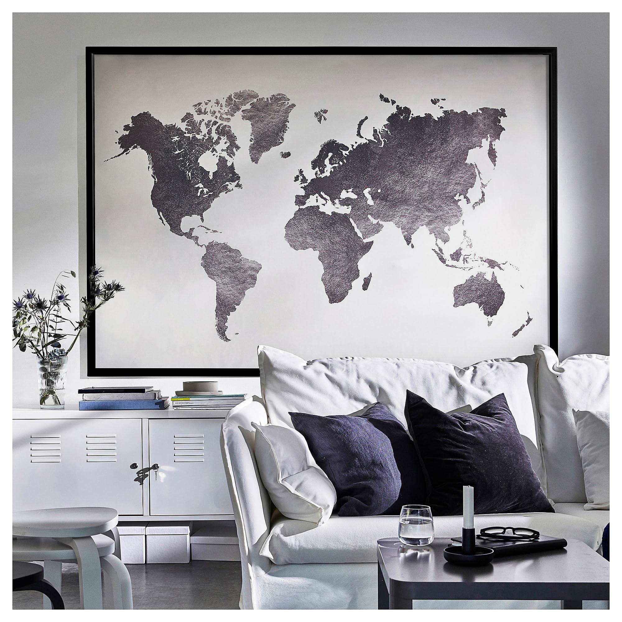 BJÖRKSTA picture with frame, 200x140 cm, the world/black : Amazon