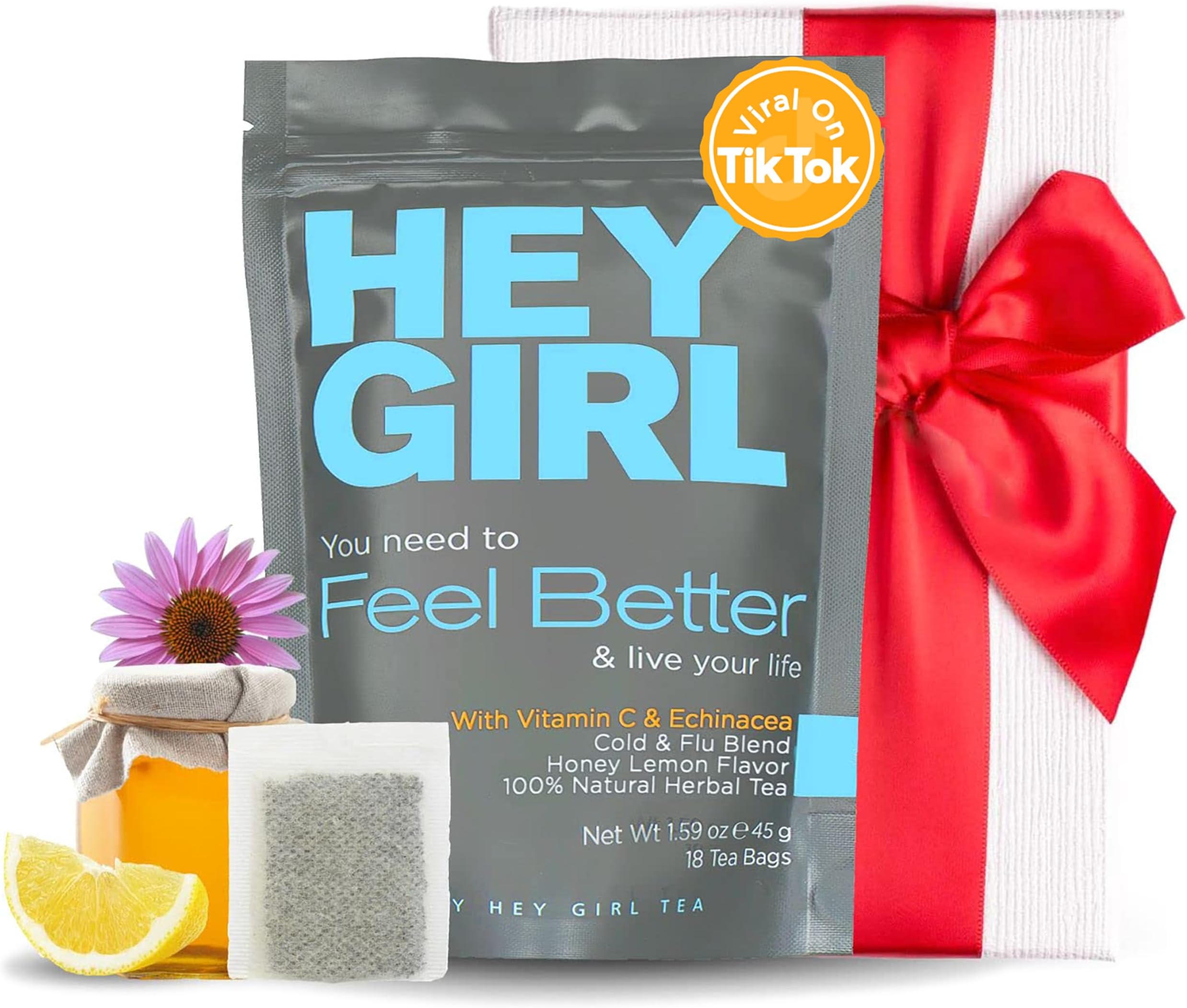 Get Well Soon Gifts For Women | Immunity Tea For Colds and Sore Throat with Elderberry, Echinacea | Care Package For Sick Friend to Feel Better | Recovery Immune Support, Herbal Throat Coat Tea Bags