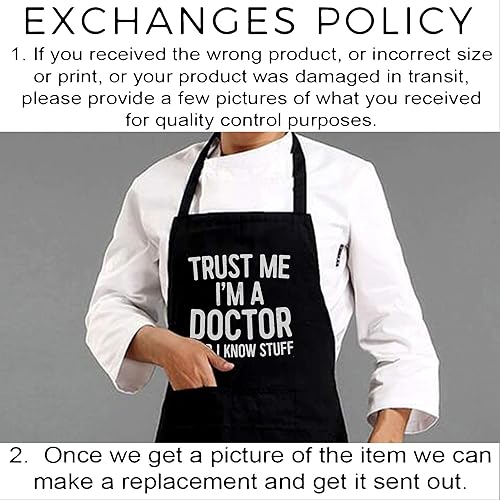 Miniatura 4 de Delantal de cocina Doctors – Talla única – Trust Me I'm A Doctor And I Know Stuff delantales negros negros para hombres mujeres decoración del