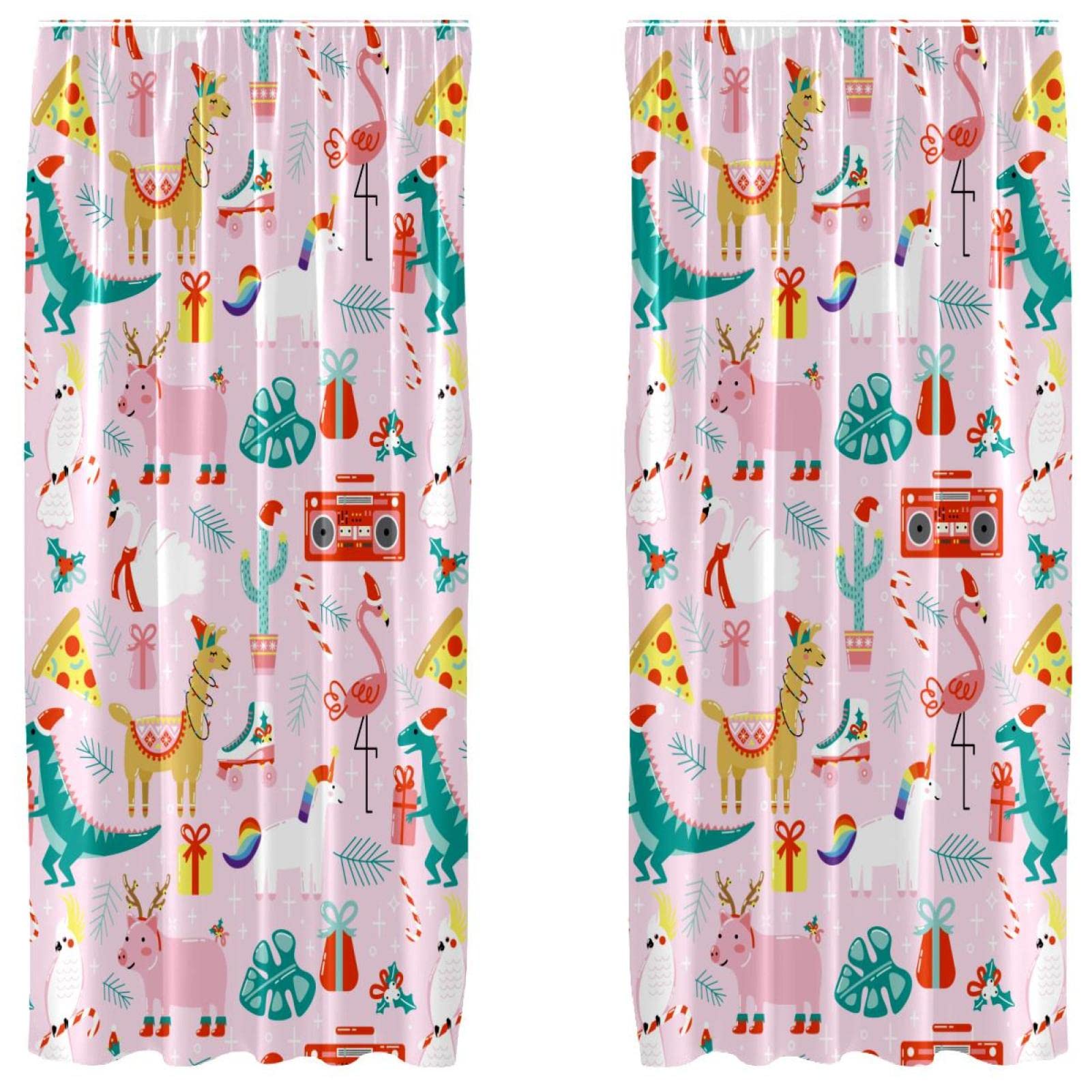 Rideaux de salon rose dinosaure licorne 139x213 cm pour chambre