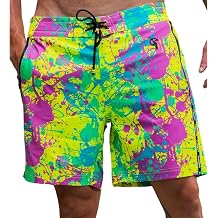 Tucann Mens Trunks 7" Compression Liner Quick Dry Zipper Pocket Chlorine Resistan 4 Way Stretch Printed Swim Shorts for Men