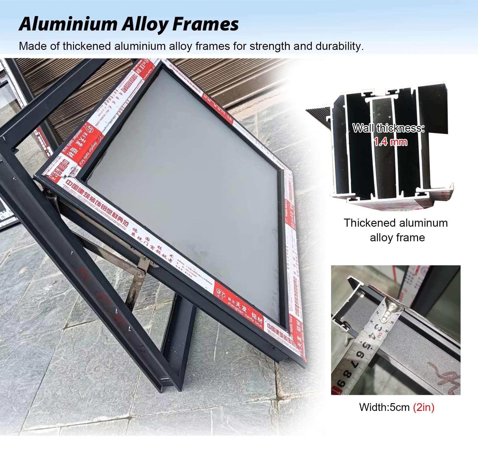 Ventana Ventana de Guillotina con Manija con Cerradura, Marco de Aluminio, Ventanas para Cobertizos, Ventanas de Vidrio Templado para El Hogar, Ventanas de Repuesto(30x60cm/12x24in)