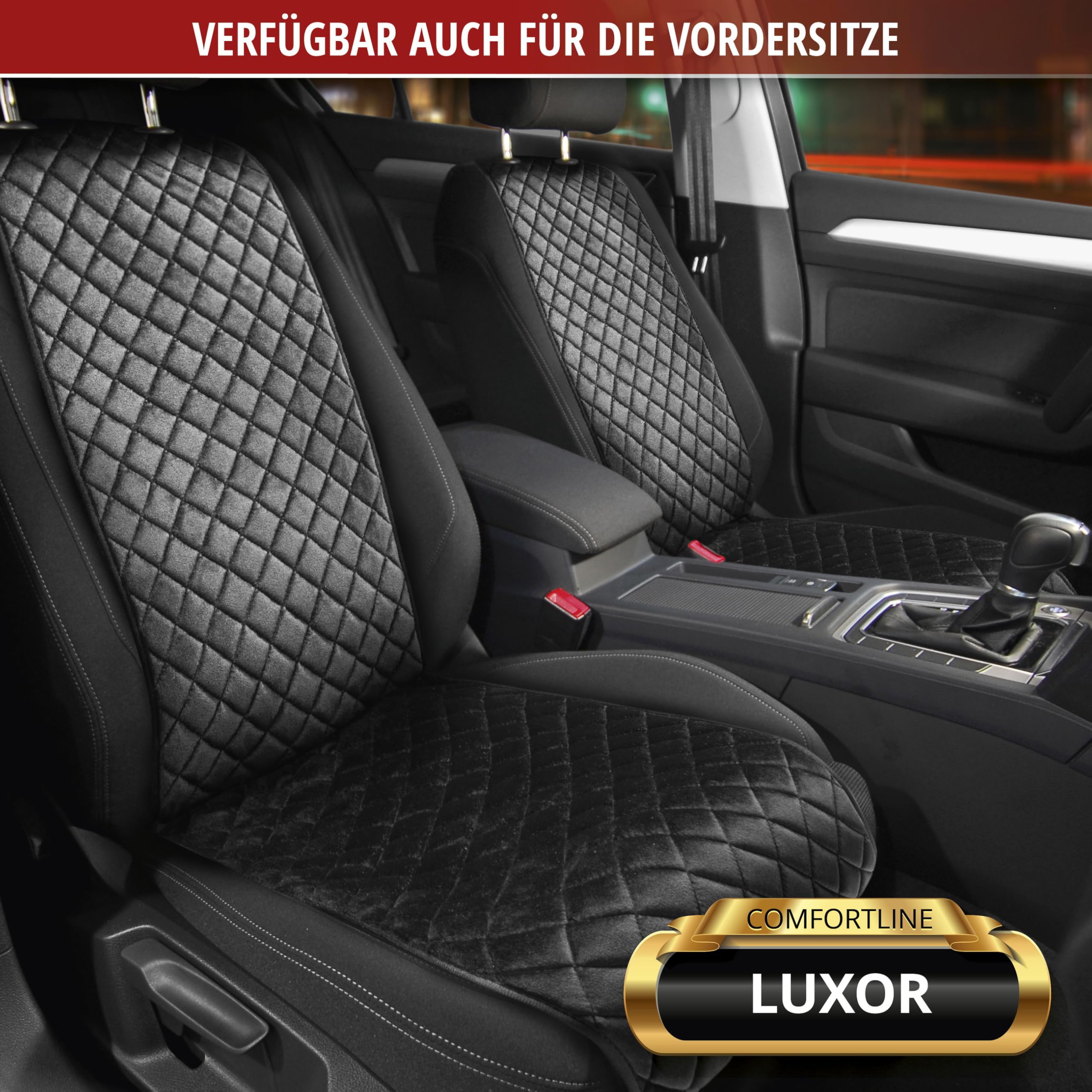 Walser Premium Sitzauflage Auto Luxor aus edel abgestepptem Velours-Material, 1 Sitzschoner Auto für Rücksitzbank (ISOFIX-kompatibel), Rücksitzschoner, Universelle PKW Sitzauflage, Sitzbezug Auto