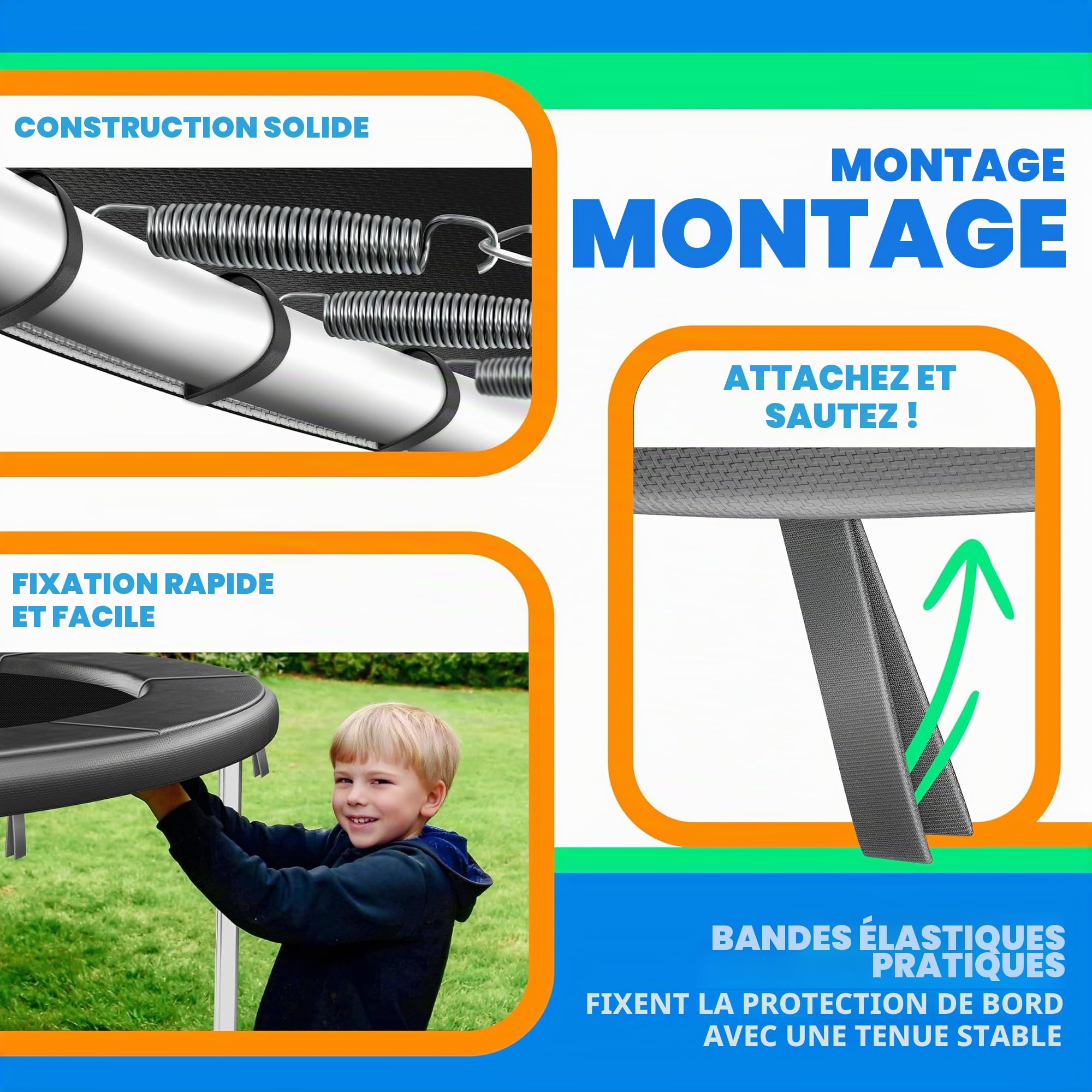 KESSER® - Couverture de Bord pour Trampoline Ø 244, 305, 366, 426 cm, Largeur 30cm 100% résistant aux UV indéchirable Couverture à Ressorts avec Ballon de Plage