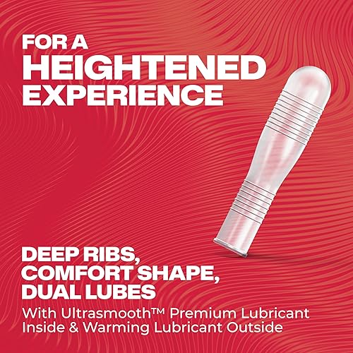 Miniatura 3 de TROJAN Condones Lubricados Double Ecstasy, Condones Acanalados, 10 Unidades