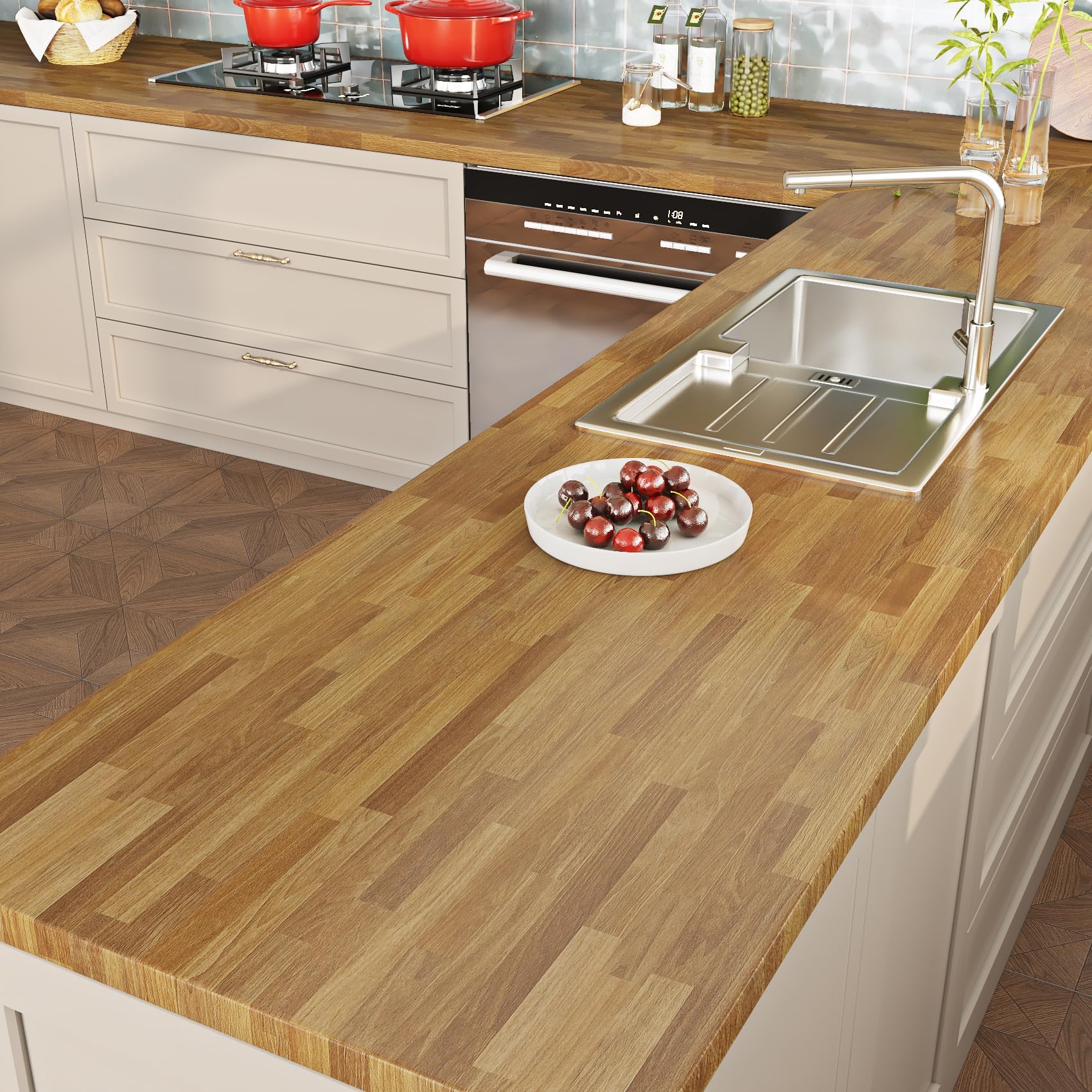 Decotalk Vinilo Adhesivo Muebles Madera Marrón Claro 90X300cm Papel Pintado Autoadhesivo Marrón Impermeable Vinilo Encimera Cocina Autoadhesivo Rollo Aspecto Madera Vinilos Resistentes al Calor