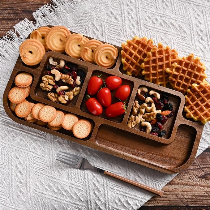 Handcrafted Acacia Serving Platter Tray - 15" x 8"