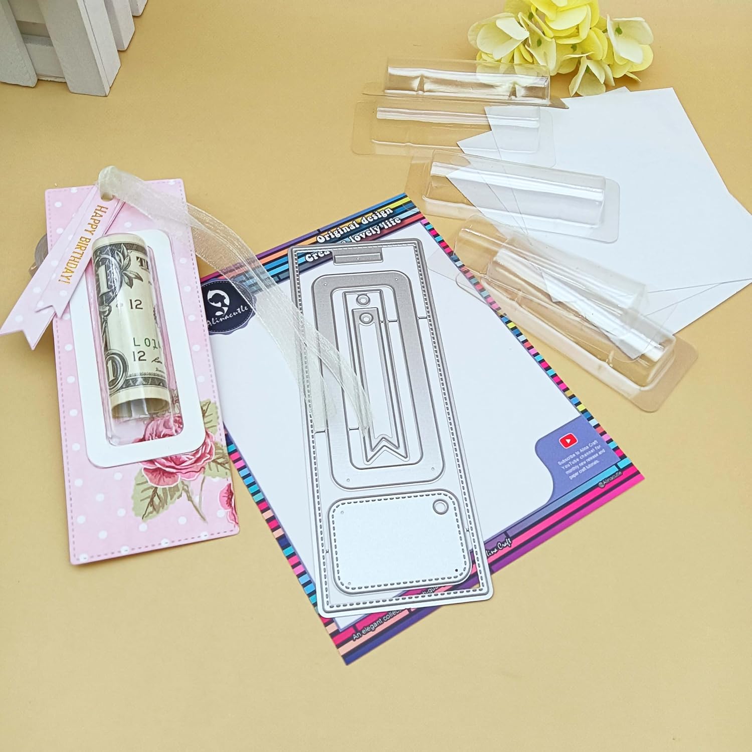 Lip Balm Dies Metal Cutting Die Cut & 9pc Plastic Blisters with Adhesive Tape for Gift Packing Money Holder Card Lips Balm Blister Holder Paper Craft DIY Festival Gifts-alinacraft image 3