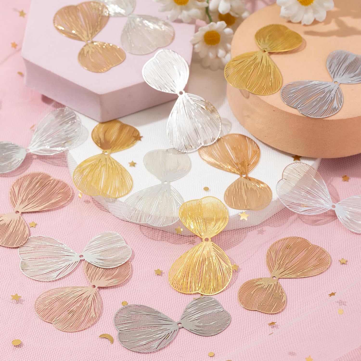 Flower Filigree Charms Hollow Brass Filigree Metal Embellishments for DIY Jewelry Making Earrings Necklaces Hair Jewelries Components - Image 5