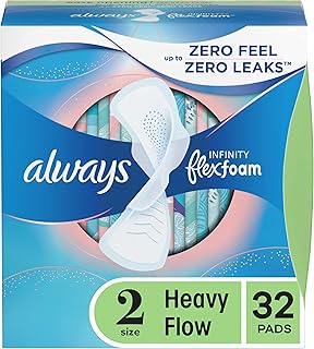 Always Infinity Pads with Wings for Women, Heavy Flow Absorbency, 32 count