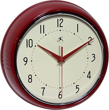 Infinity Instruments LTD. Retro 9 inch Silent Sweep Non-Ticking Mid Century