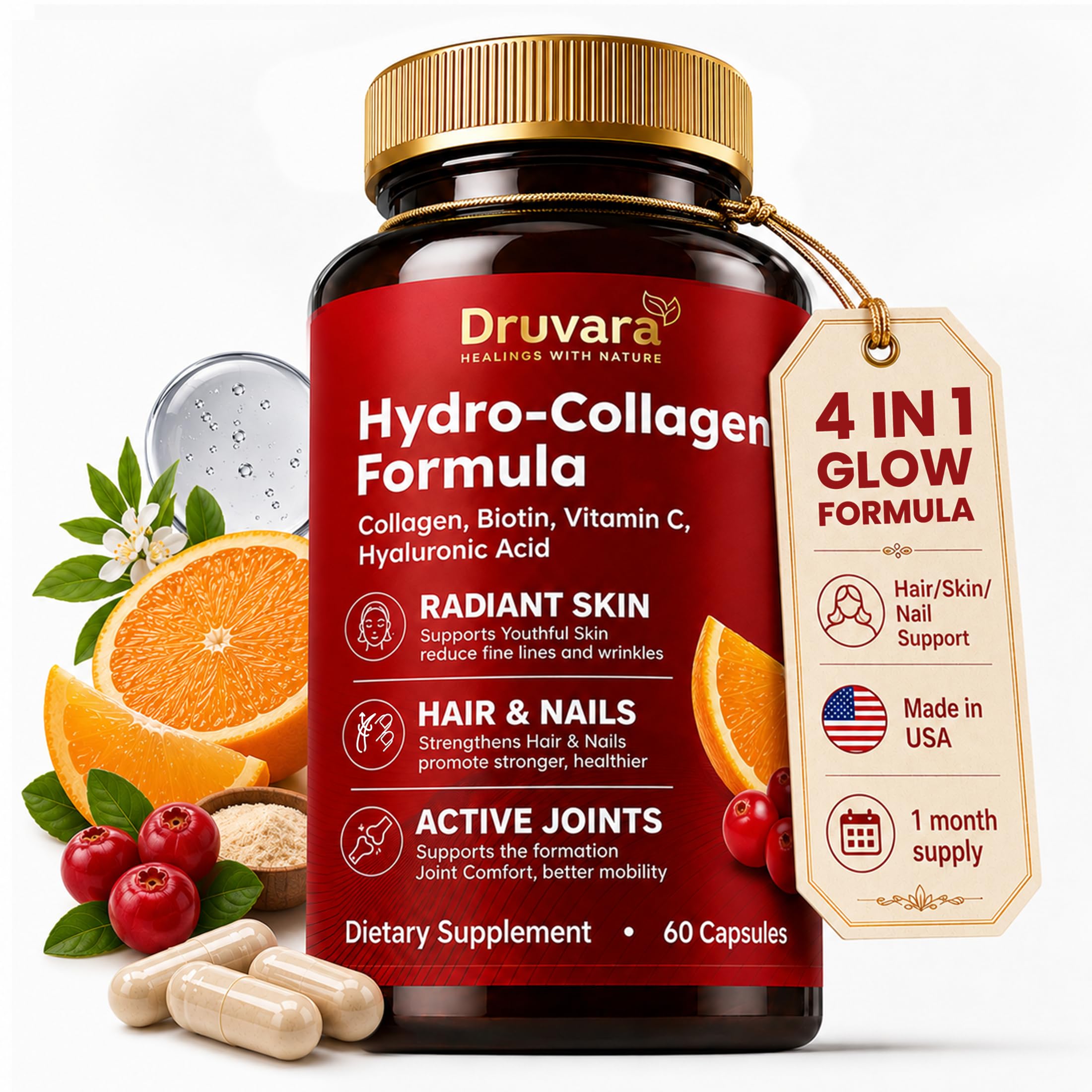 Hydrolyzed Collagen with Biotin & Vitamin C, 60 Capsules