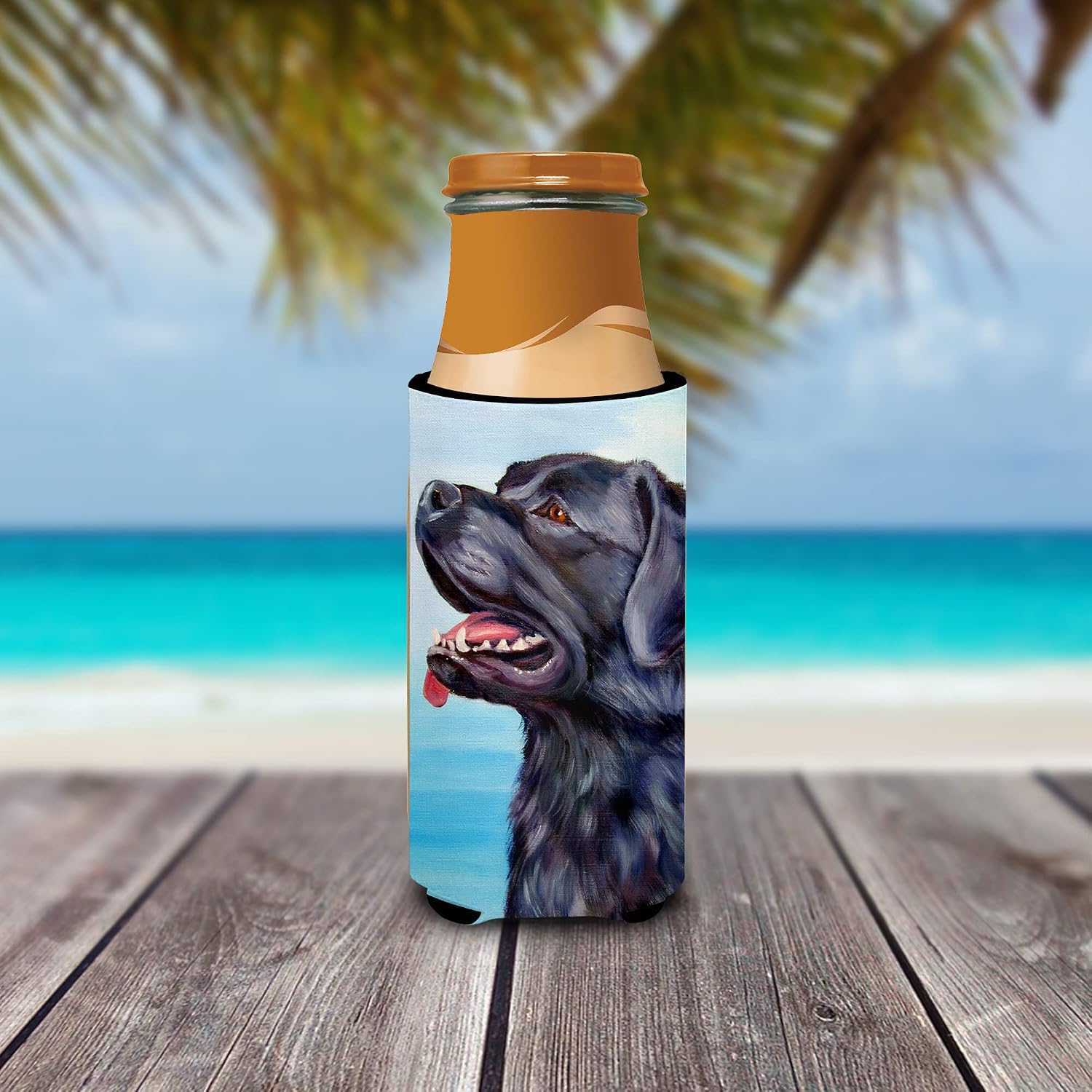 Caroline's Treasures 7389MUK Black Labrador Retriever Hugger for slim cans Can Cooler Sleeve Hugger Machine Washable Drink Sleeve Hugger Collapsible Insulator Beverage Insulated Holder image 3