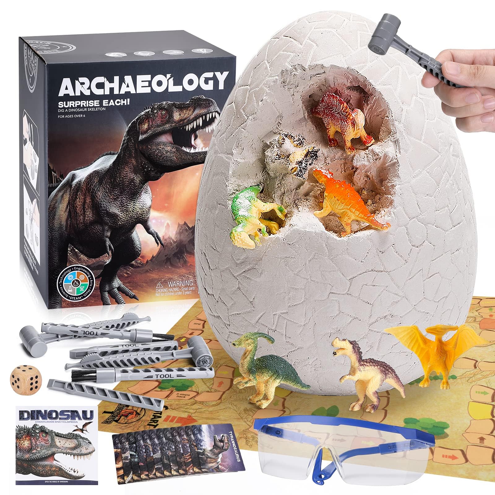 Amazon.com: Woumserta Jumbo Dino Egg Dig Kit, Dinosaur Toys for