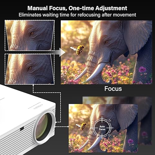 Miniatura 5 de Mini proyector portátil con WiFi y Bluetooth, proyector al aire libre con altavoz integrado, proyector de cine en casa compatible con