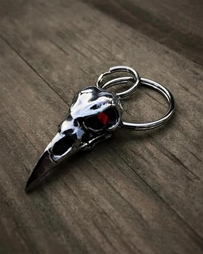 Miniatura 6 de Bravo Bells Raven Skull Diamond Llavero – Llavero de peltre para ciclistas – Fabricado en los Estados Unidos, plateado