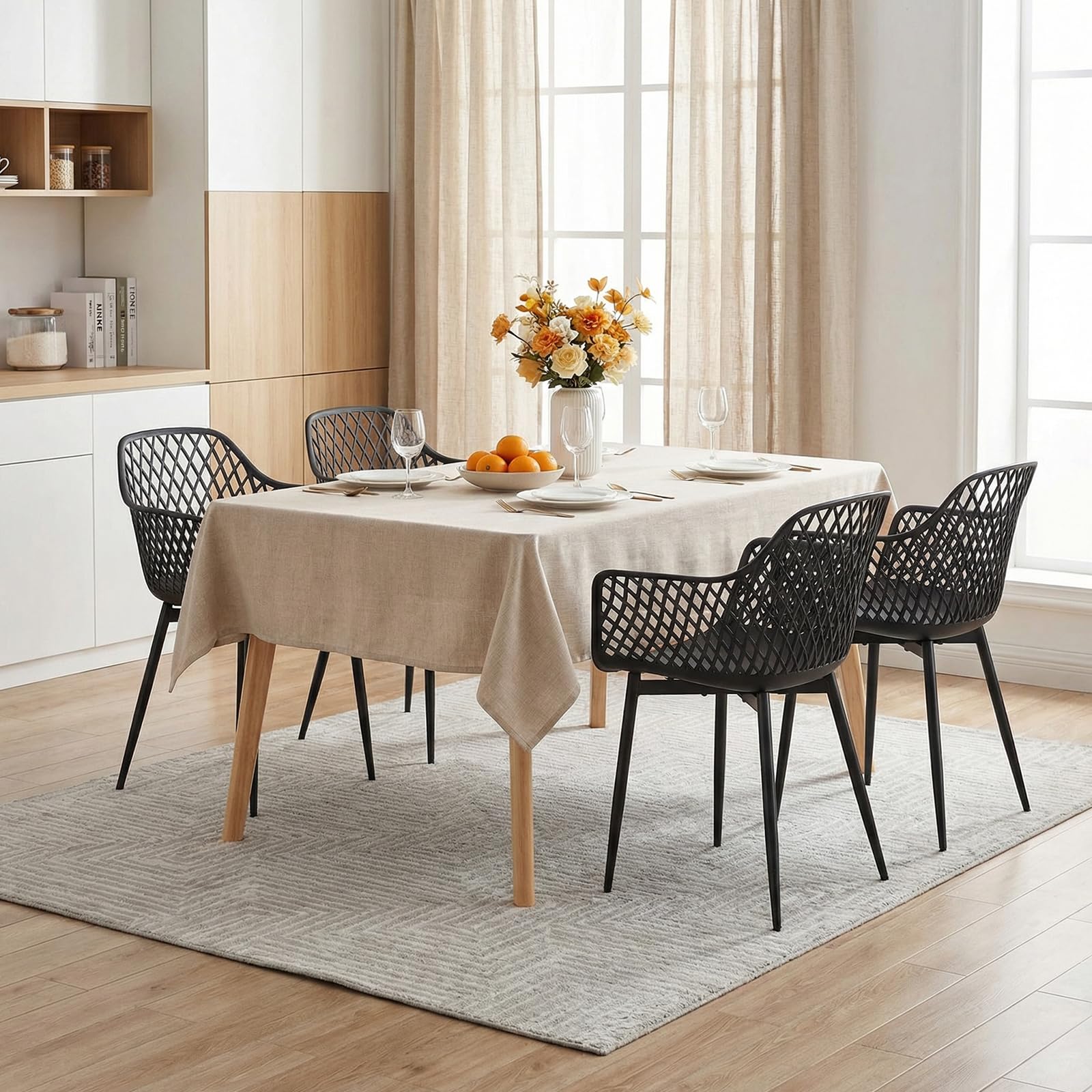 buybyroom Chaise Salle a Manger Lot de 4, Chaise Ergonomique, Chaise de Cuisine avec Accoudoir, Convient pour la Salle à Manger, Le Salon, la Cuisine et la Chambre, Noir