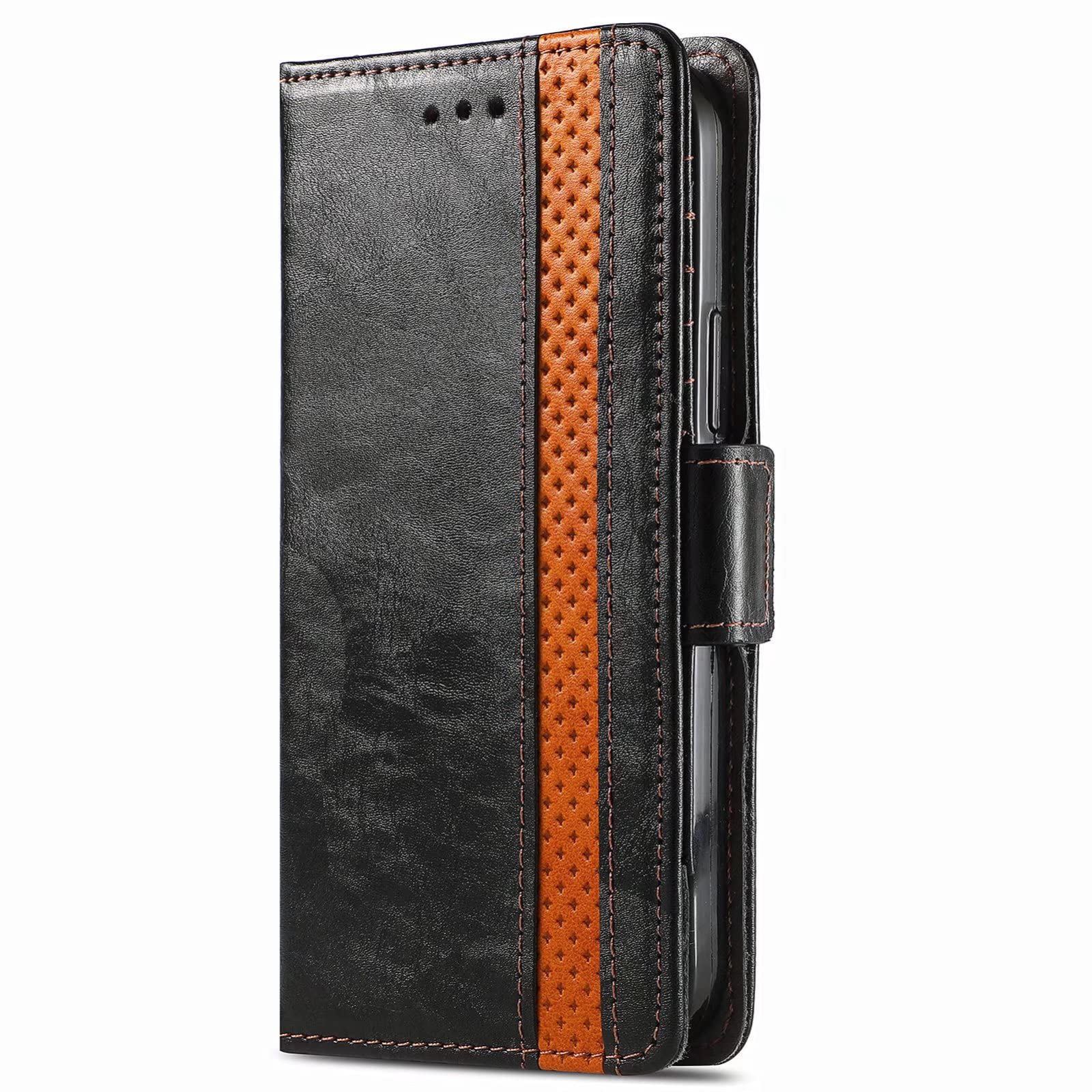 SEAHAI Cover Custodia Folio in Pelle per ZTE Blade A34, Premium PU/TPU Portafoglio Case con Slot per Schede, Magnetica Adsorbimento Automatico Flip Cover - Rosso