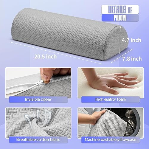 Miniatura 6 de Almohada de rodilla para dormir de espalda, almohada de apoyo debajo de las piernas para dormir de espalda, almohada de media luna para la parte