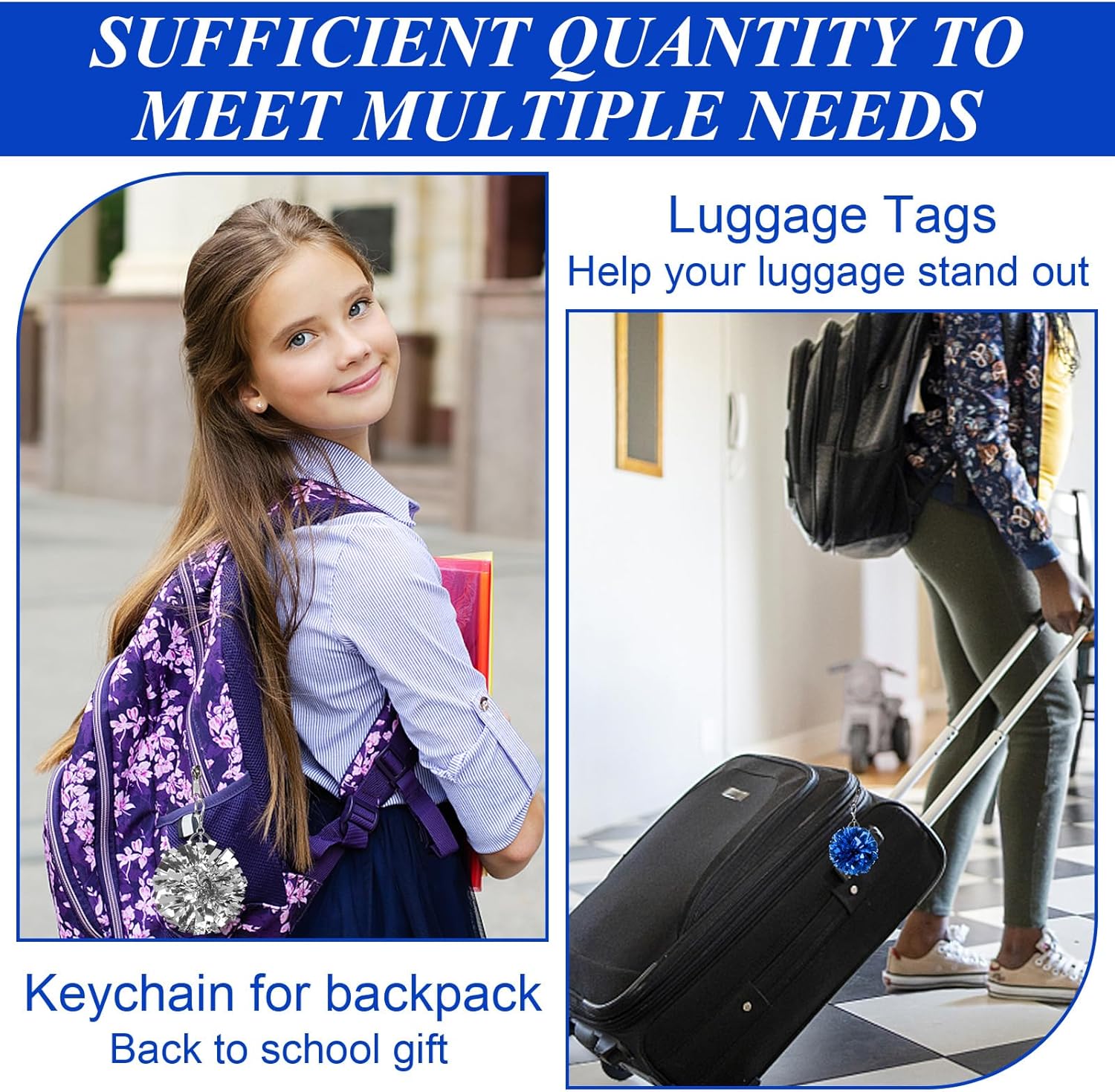 24Pcs Cheer Pom Pom Keychain Cheering Keyring Charm Foil Keychain Cheerleader Gift Plastic Pom Cheer Camp Gift - Image 5