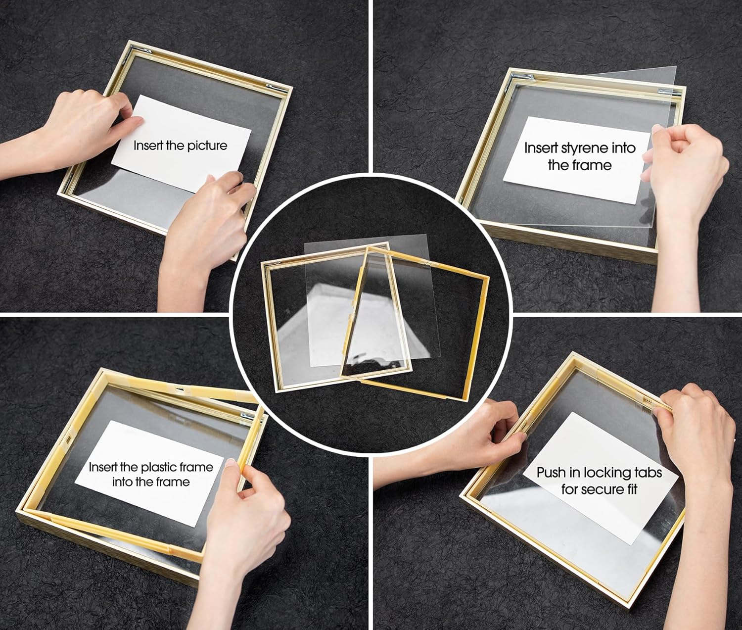 Frametory, Floating Picture Frame 12x16 - Black Aluminum Metal Photo Frame - Real Glass of Front - for Wall Mount Display