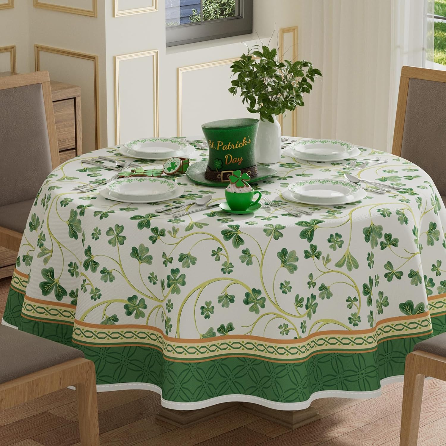 XCHI Shamrocks Clovers St. Patrick's Day Tablecloth Rectangle Table Cloth Washable Table Covers for Indoor Dining Home Party Decorations 60x120 Inch