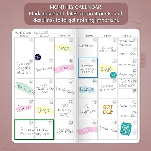 Miniatura 4 de Legend Planner Pocket - Pequeño diario mensual y semanal sin fecha y calendario para productividad, mini planificador organizador de vida perfecto