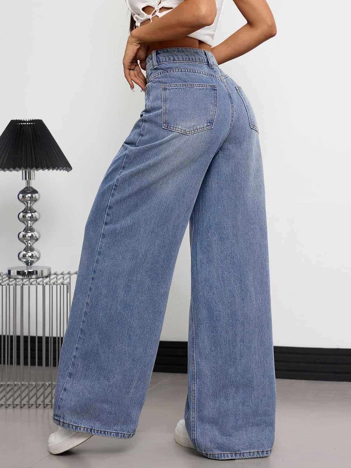 Womens Baggy Jeans Wide Leg Denim Pants Y2k 90s Vintage Hip Hop Loose Long Trousers Streetwear - Image 3