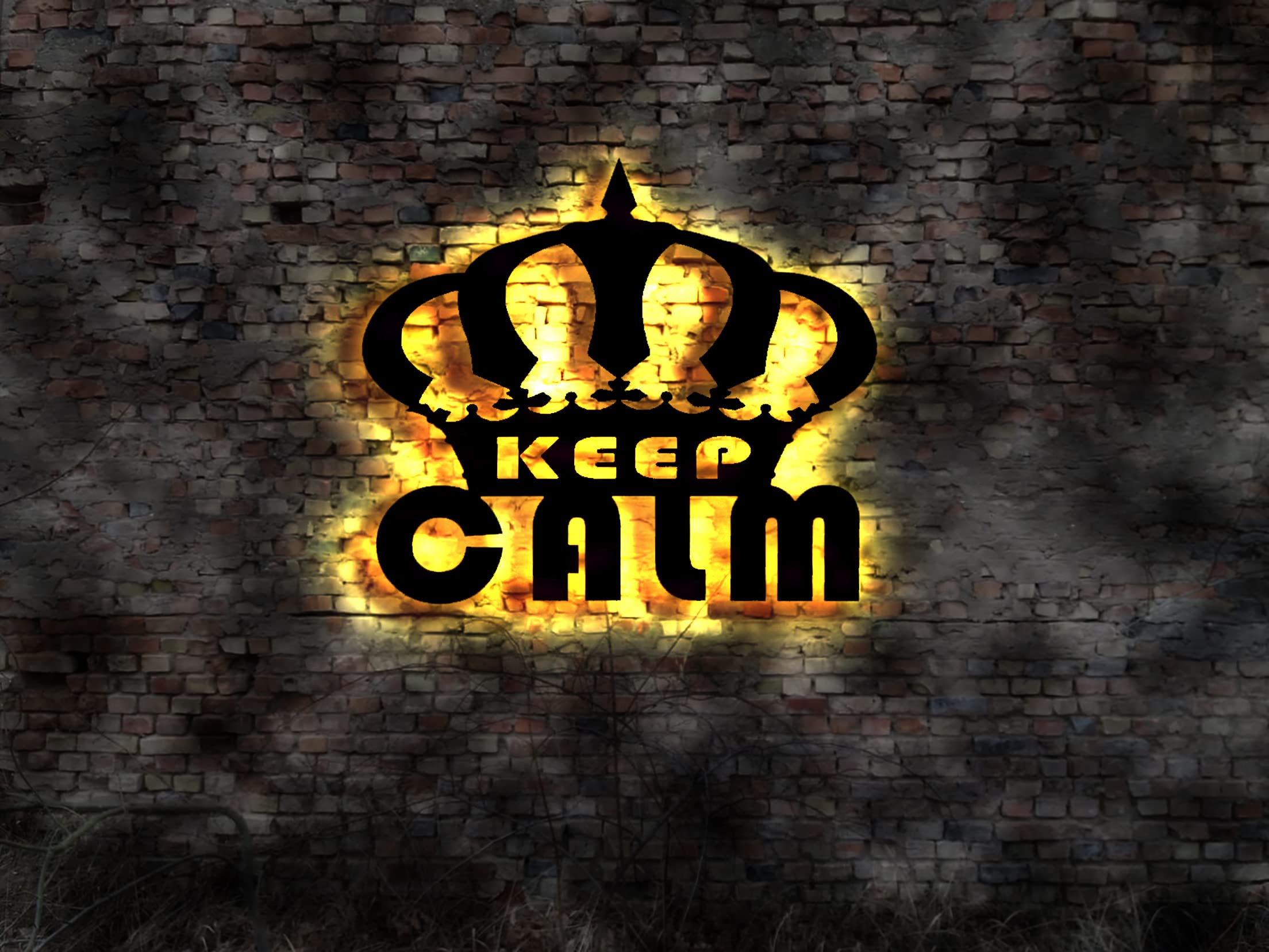 Cartel con texto en inglés "Keep Calm Krone König no Neon Sign King" para juguete, publicidad VIP Lounge