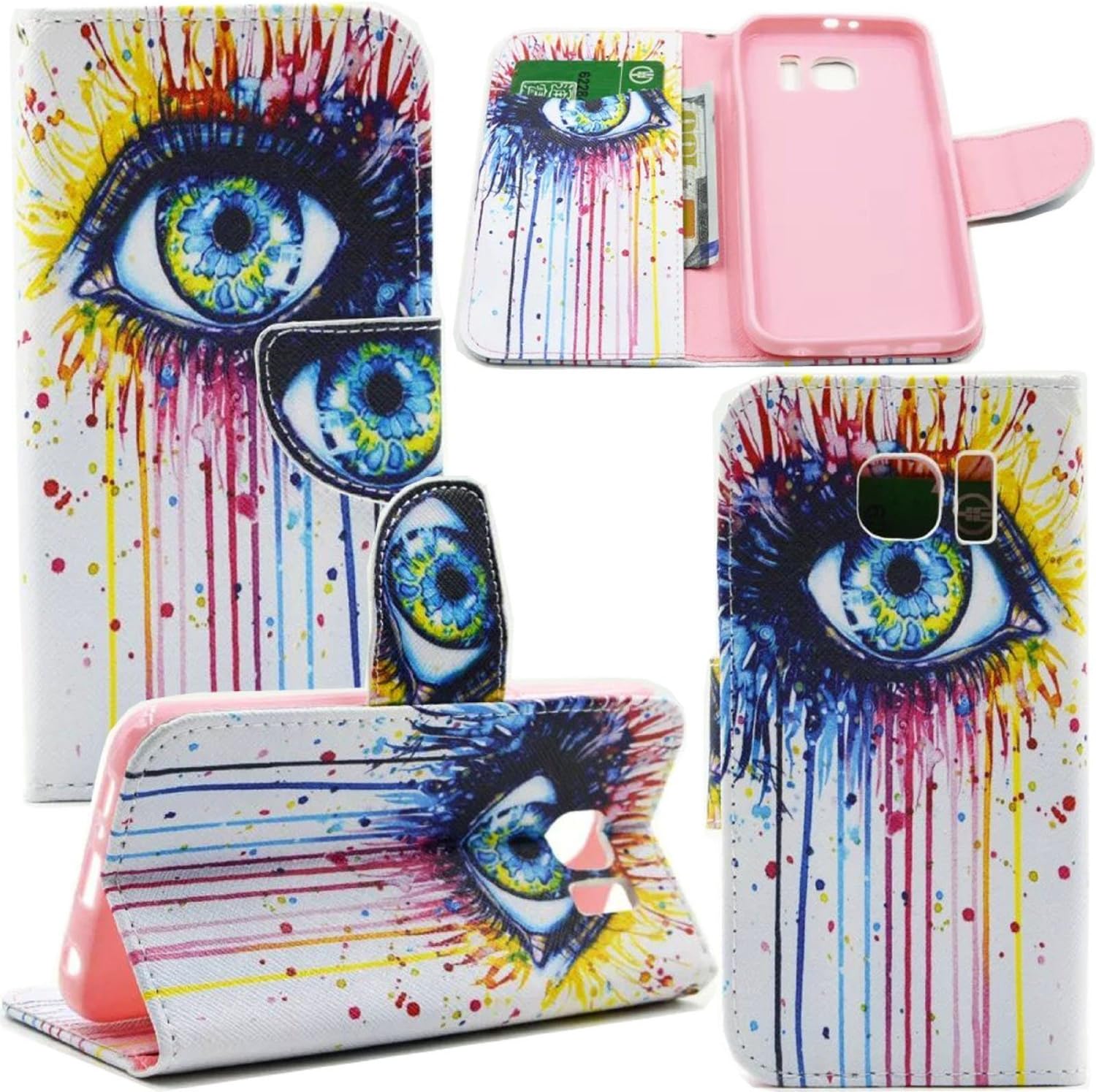 Galaxy S6 case, Samsung Galaxy S6 Case Cover - PU Leather Flip Folio Wallet Case Cover for Samsung Galaxy S6 (ONLY COMPATIBLE WITH S6) - Color Eye