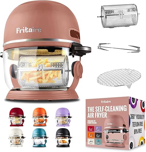 Miniatura 10 de Freidora de aire autolimpiante de 5 cuartos de galón con visibilidad 360, no tóxica, sin BPA, vórtice de 400F para cocinar uniformemente, funciones
