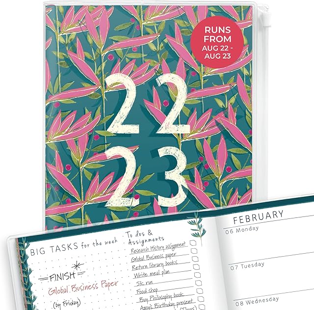 Boxclever Press Student Planner 2022-2023. A5 Academic Diary 2022-2023 Week To View runs Aug'22 - Aug'23. Mid Year Diary 2022-2023 for Students. 2022-2023 Diary, Study Planner with Ziplock Pocket