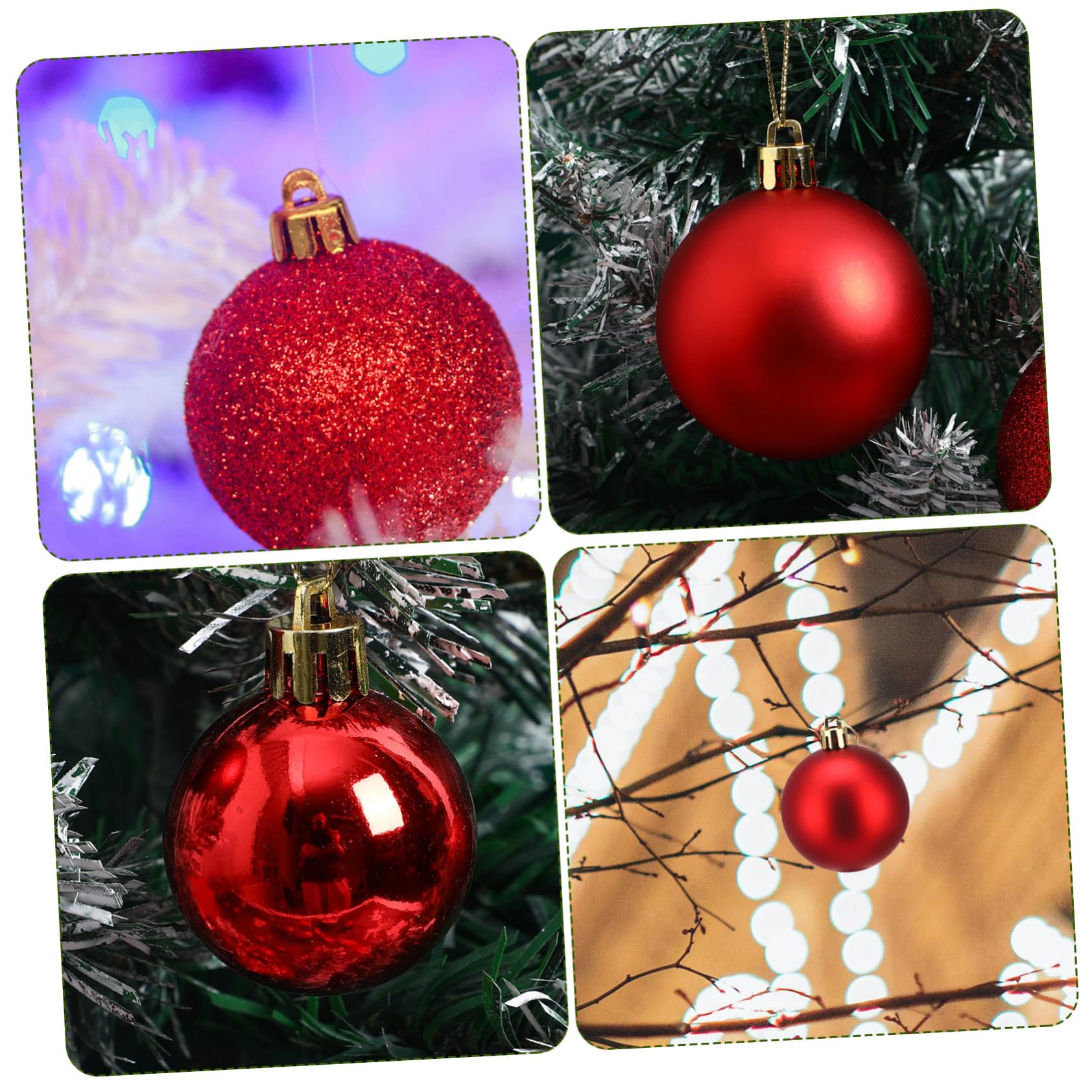 Cabilock Lot de 100 Boules de Noël Rouges Galvanisées Creuses pour Décorations d'arbre de Noël