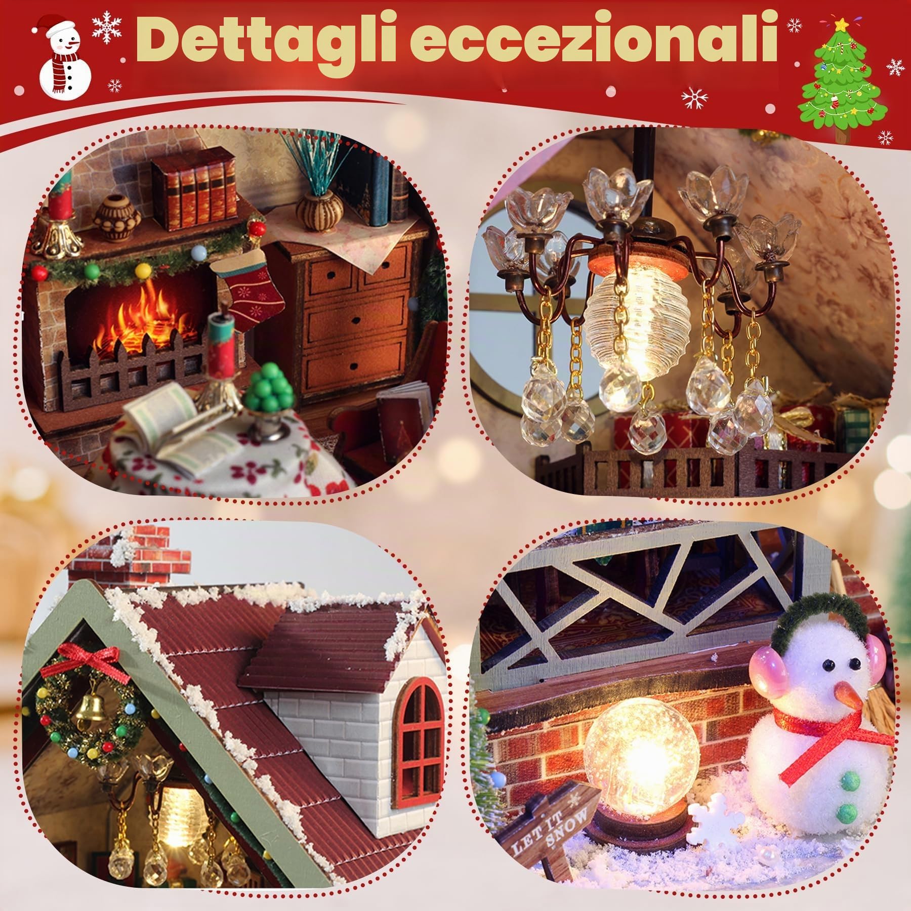 DIY Book Nook Kit, Casa Delle Bambole Fai da te Booknook Kit Casa in Miniature con Luce Led Legno Book Scaffale Inserto Decorazione Regalo Creativo per Adolescent (Natale)