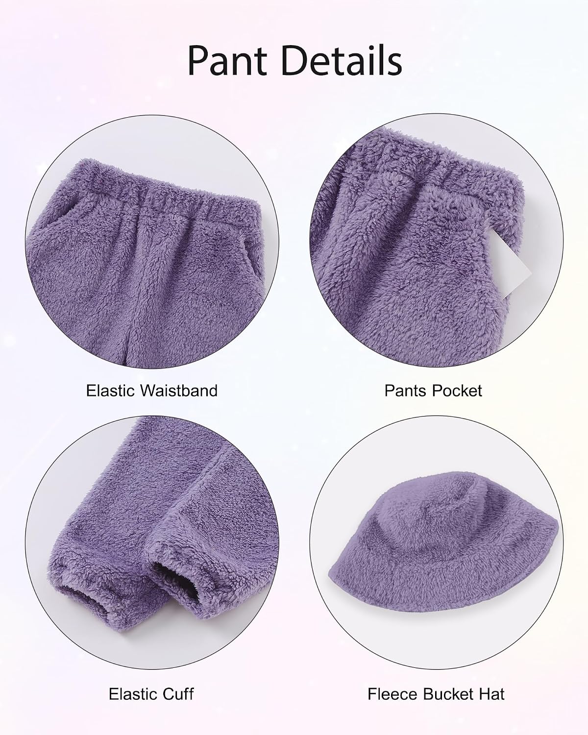 Girls Fuzzy Pants Set Quarter-zip Sweatshirt with Kangaroo pocket Sweatpants and Hat for 4-10 Years image 3