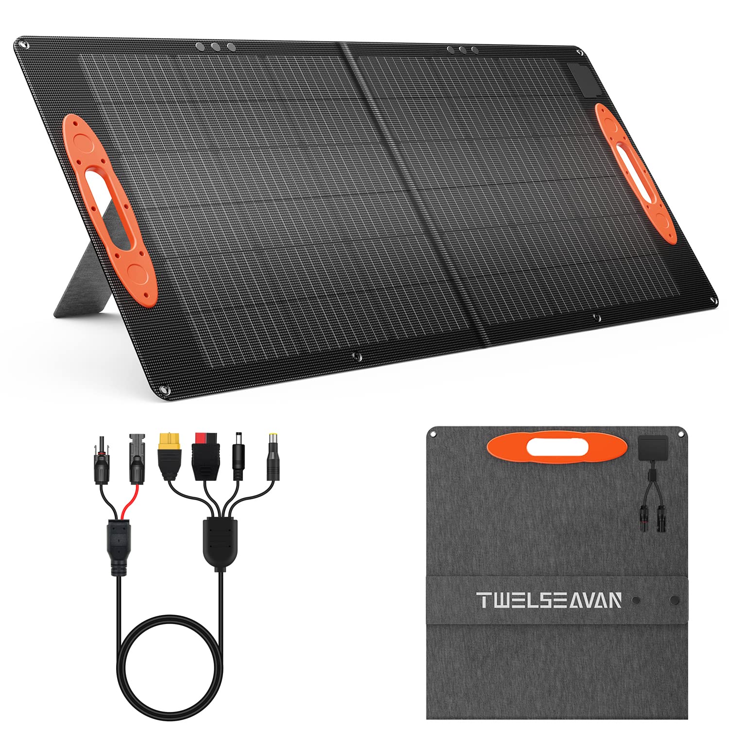 Photo 1 of TWELSEAVAN 100W Portable Solar Panel, ETFE Solar Panel with Adjustable Kickstand for Jackery/EF/Bluetti/Anker/Goal Zero Power Station Foldable Solar Panel Charger for Camping Outdoor Travel