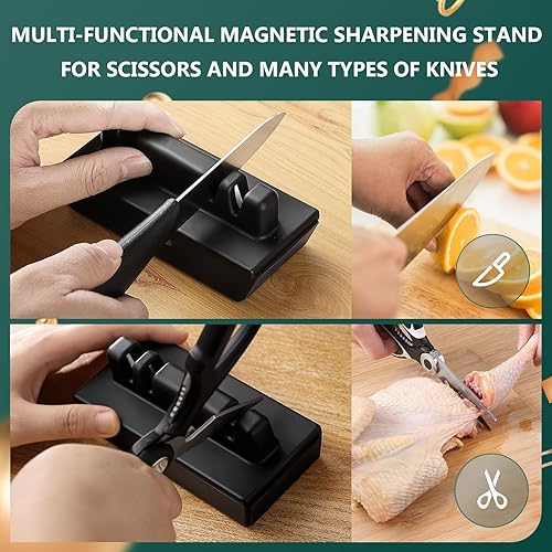 Miniatura 5 de DOWOX Afilador de cuchillos rodantes con 3 discos de afilado reemplazables, kit de herramientas de afilador de cuchillos con ángulo fijo de afilado