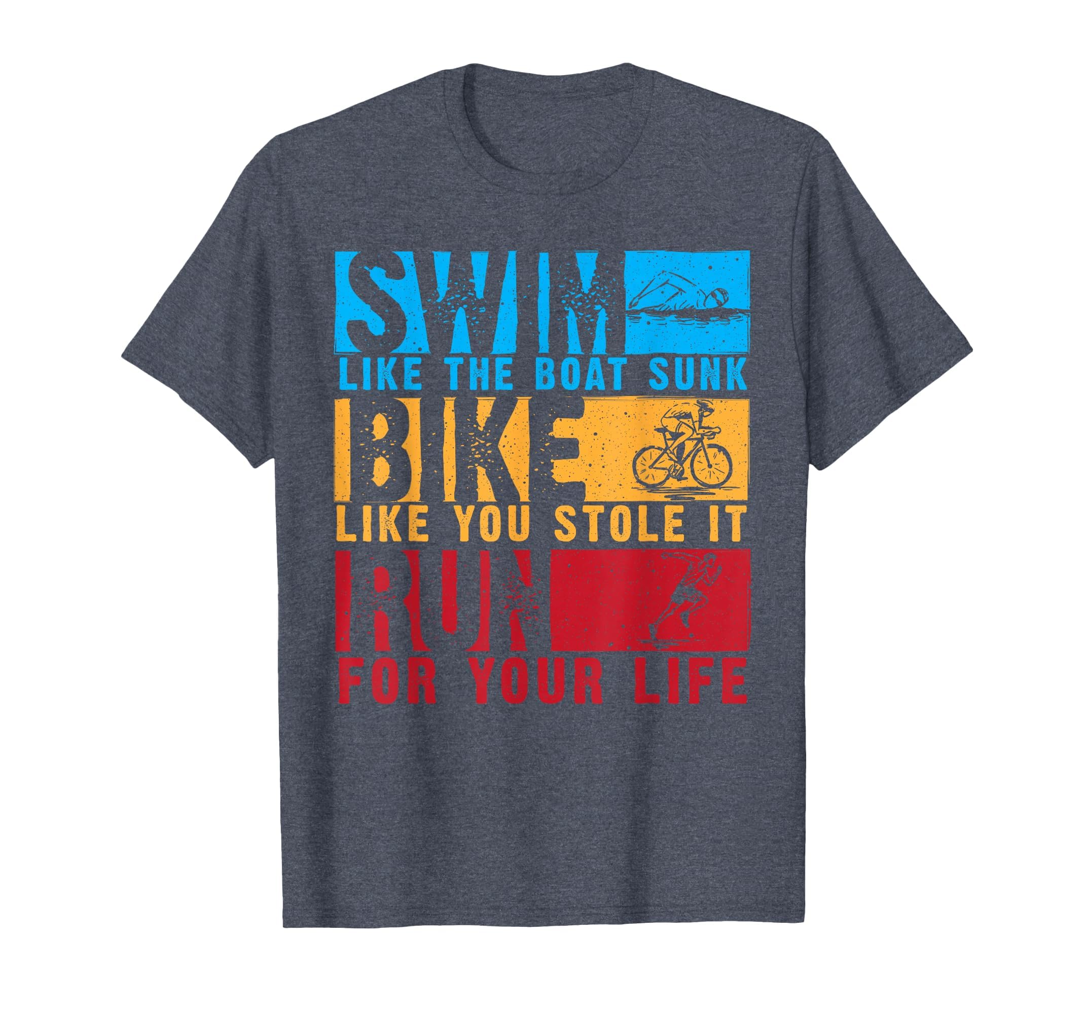 Cool Triathlon for Men Women Boat Swim Bike Run Triathlete T-Shirt