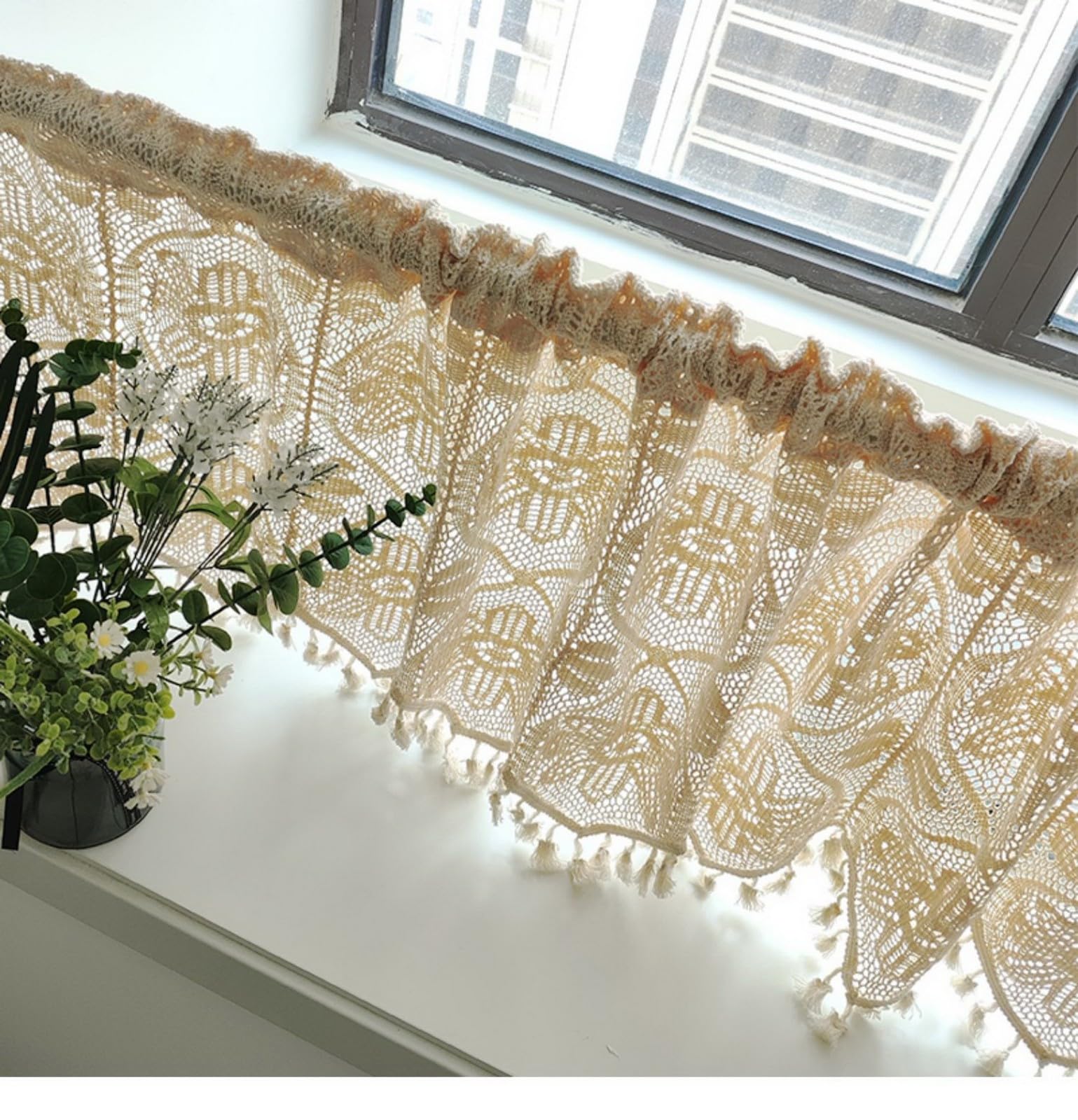 A.Monamour Rideau Court Pour Petite Fenêtre - En Coton Et Lin - Beige