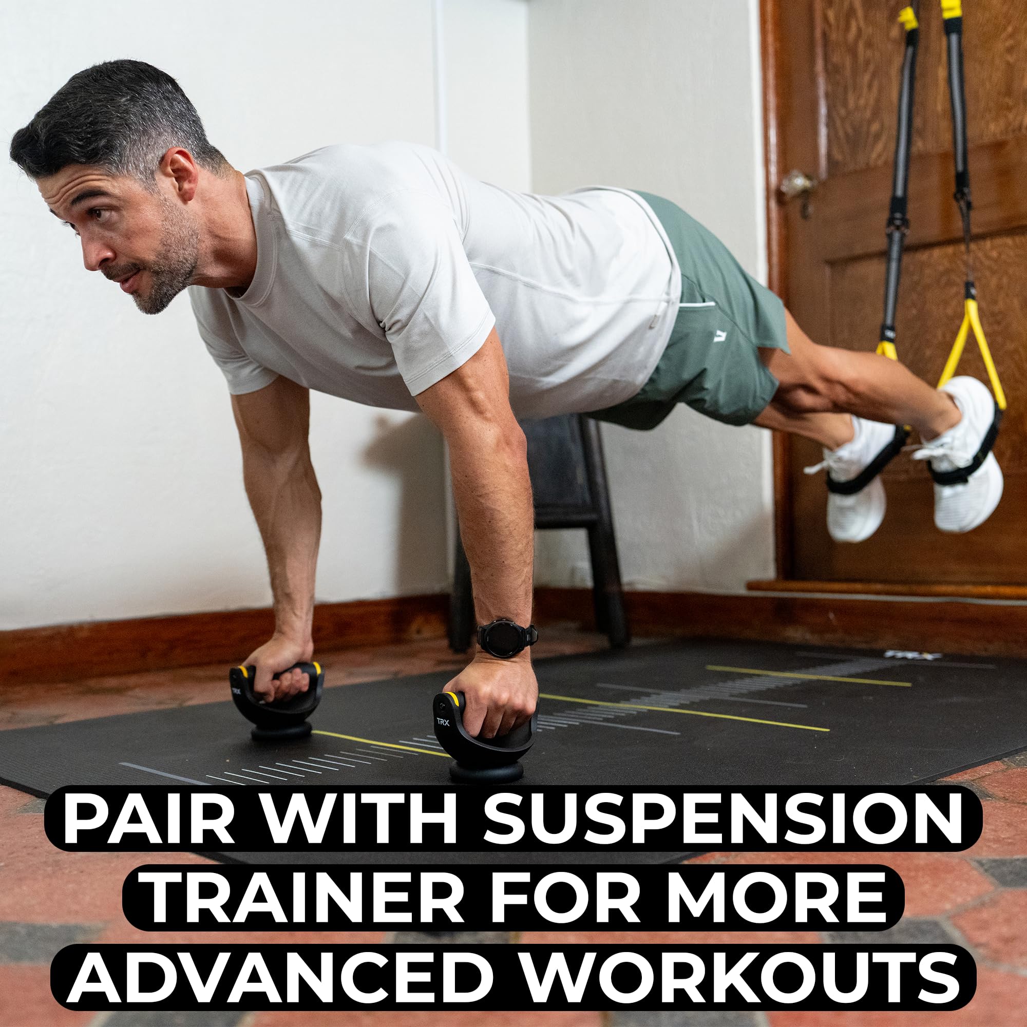 TRX Push-It - Maniglie per flessioni per allenamento della forza, allenamenti in palestra a casa, attrezzatura per esercizi di core e parte superiore del corpo, supporti ergonomici per flessioni per