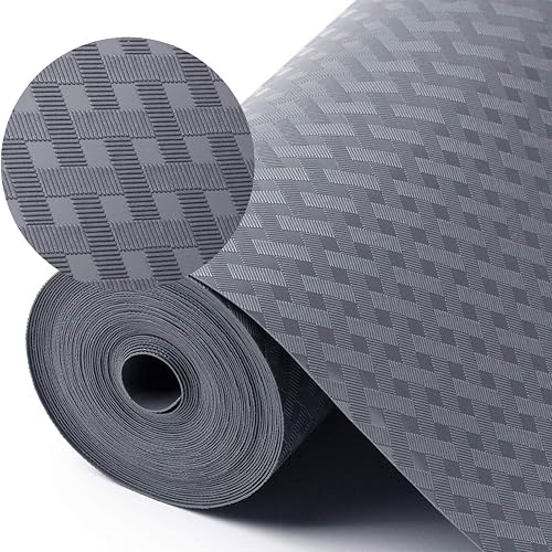 Tappetino antiscivolo per cassetti, 30 x 500 cm, per cassetti, da cucina, impermeabile e non adesivo, per scaffali, armadi, cassetti, frigorifero, casa, grigio, motivo diagonale
