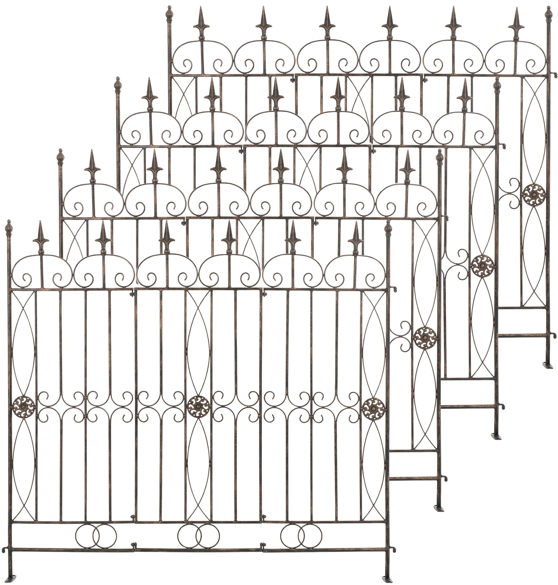 CLP Set da 4 recinzioni da Giardino in Ferro modulari Mangold Senza Cemento Stile Rustico Ideale per Giardino e terrazza Colore Bronzo