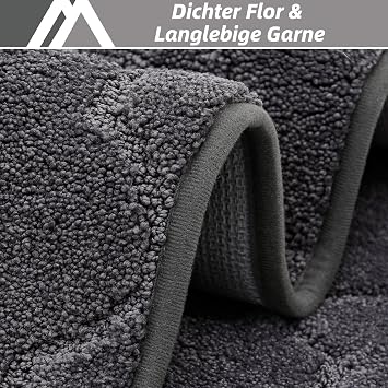 COSY HOMEER Kitchen Rug Set of 2 60 x 90 cm + 60 x 150 cm Dark Grey