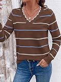 BTFBM Womens Sweaters Striped Long Sleeve Pullover – Versatile casual and work styling